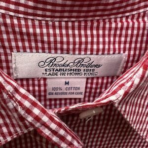 Brooks Brothers Long Sleeve Button Down Shirt Red Checker Men's Large